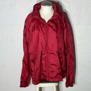 Vintage Eddie Bauer Red Nylon Vented Windbreaker W Hidden Hood XL